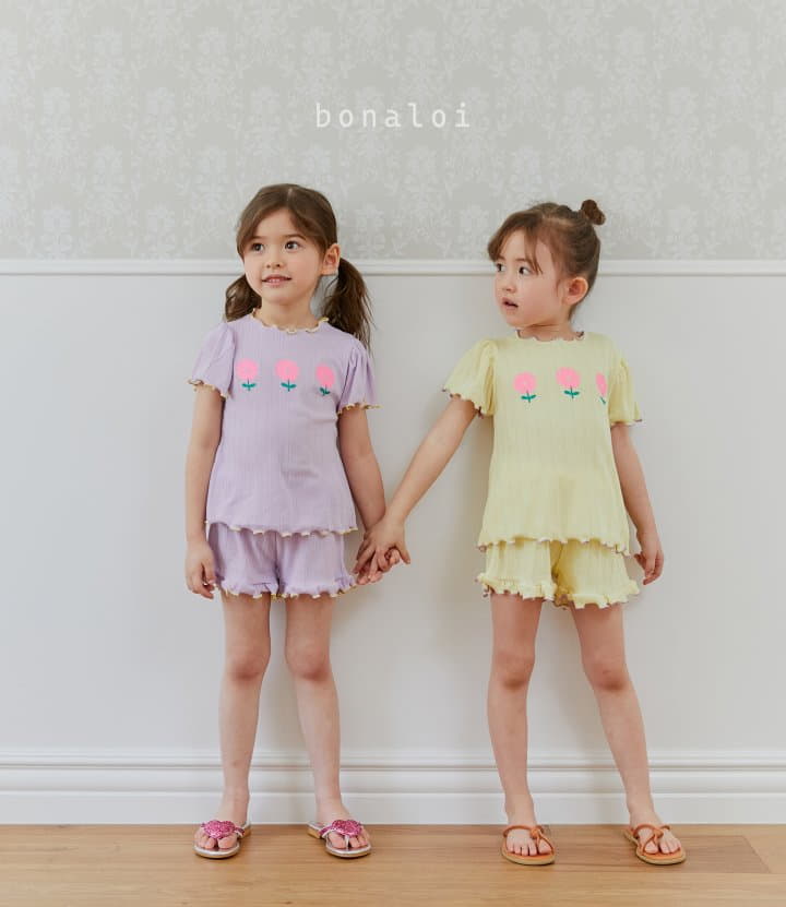 Bonaloi - Korean Children Fashion - #childofig - Volume Rib Top Bottom Set - 4