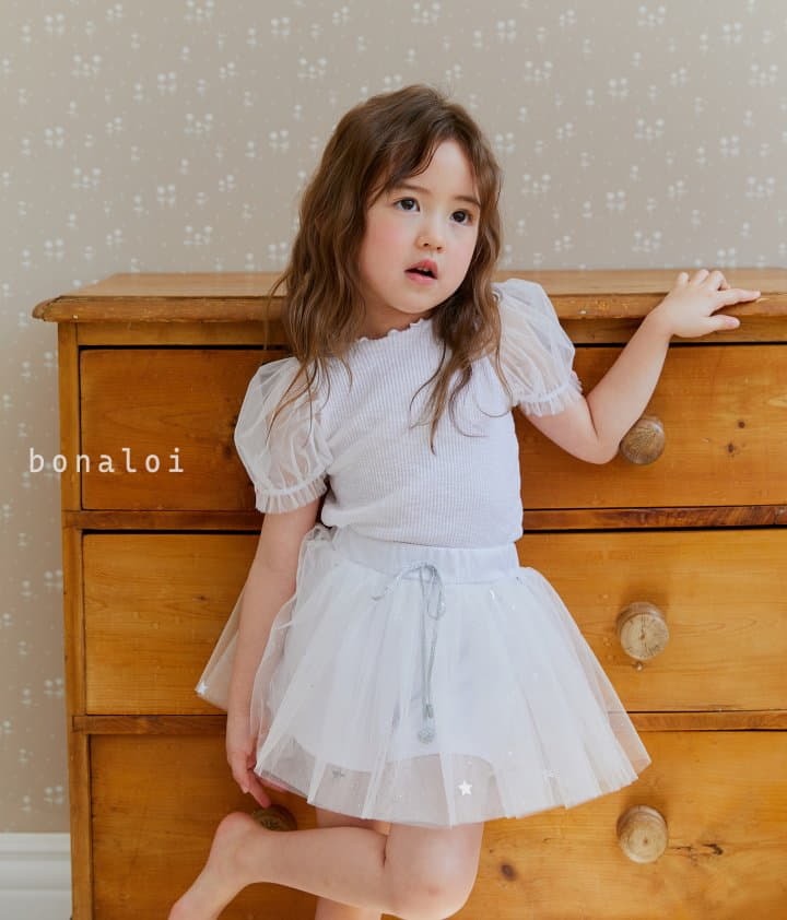 Bonaloi - Korean Children Fashion - #discoveringself - Ribbon Mesh Tee - 10