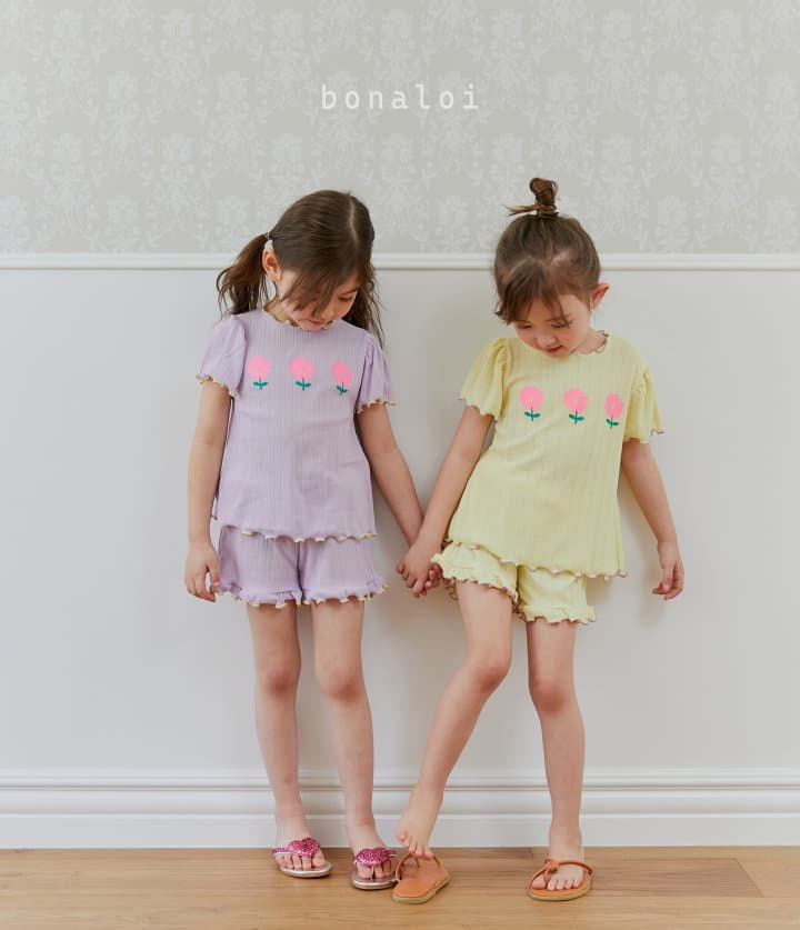 Bonaloi - Korean Children Fashion - #discoveringself - Volume Rib Top Bottom Set - 6