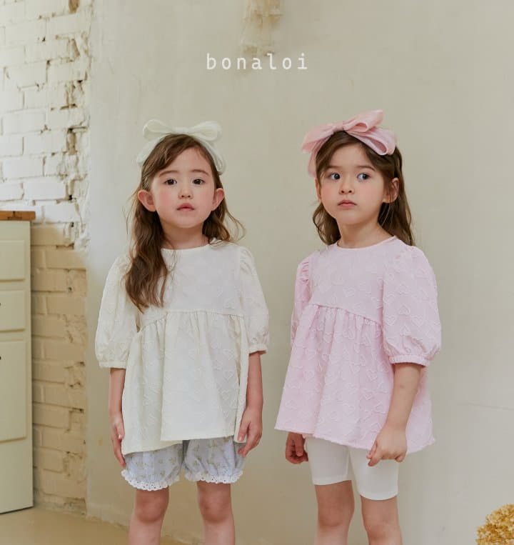 Bonaloi - Korean Children Fashion - #fashionkids - Heart Jacquard Blouse - 5