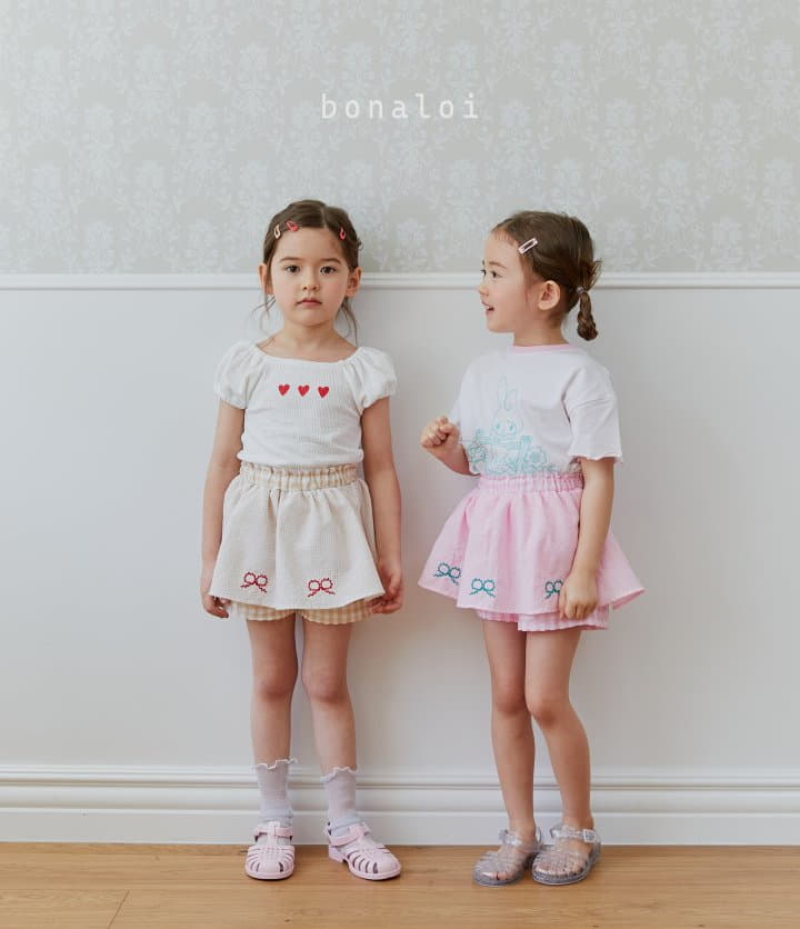 Bonaloi - Korean Children Fashion - #fashionkids - Waffle Heart Tee - 8