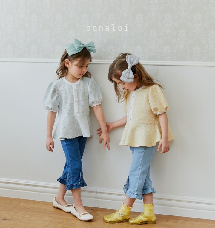 Bonaloi - Korean Children Fashion - #kidsshorts - Mix Jacquard Tee - 8