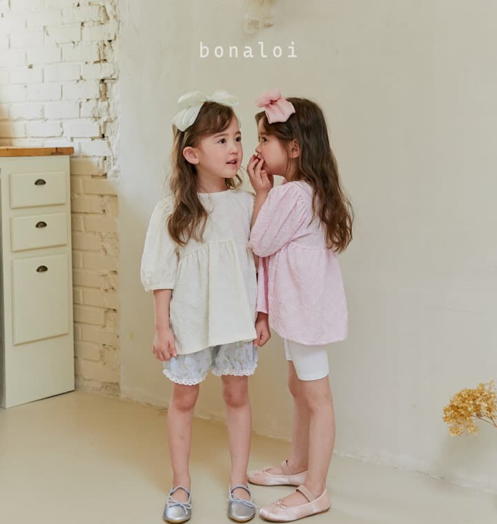 Bonaloi - Korean Children Fashion - #kidsshorts - Heart Jacquard Blouse - 6