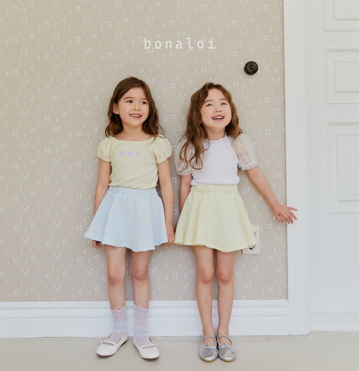 Bonaloi - Korean Children Fashion - #kidsshorts - Waffle Heart Tee - 9