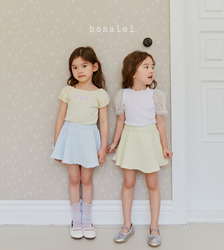 Bonaloi - Korean Children Fashion - #kidsstore - Waffle Heart Tee - 10