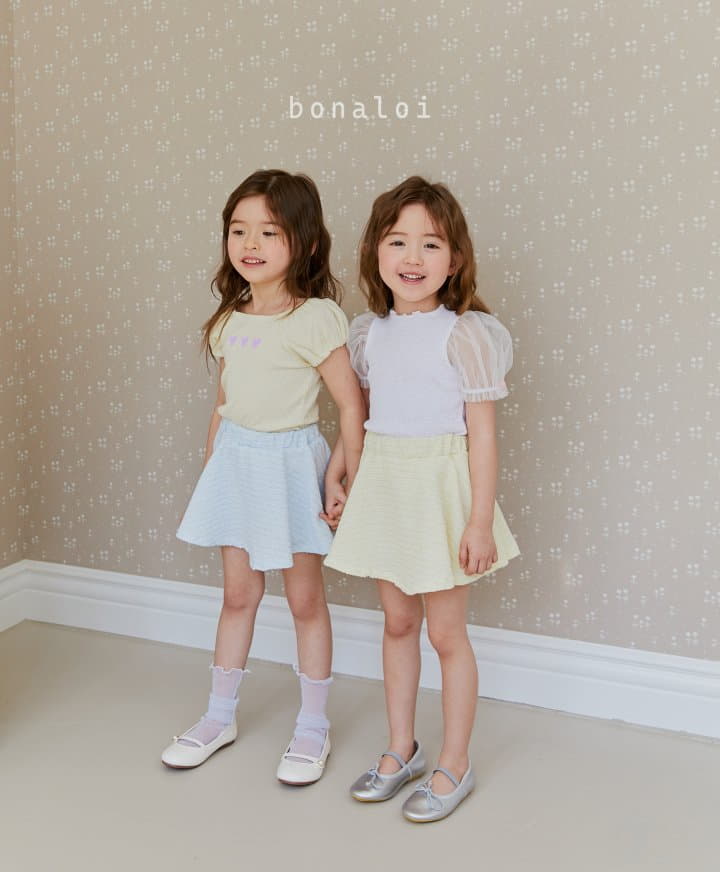 Bonaloi - Korean Children Fashion - #kidzfashiontrend - Waffle Heart Tee - 11