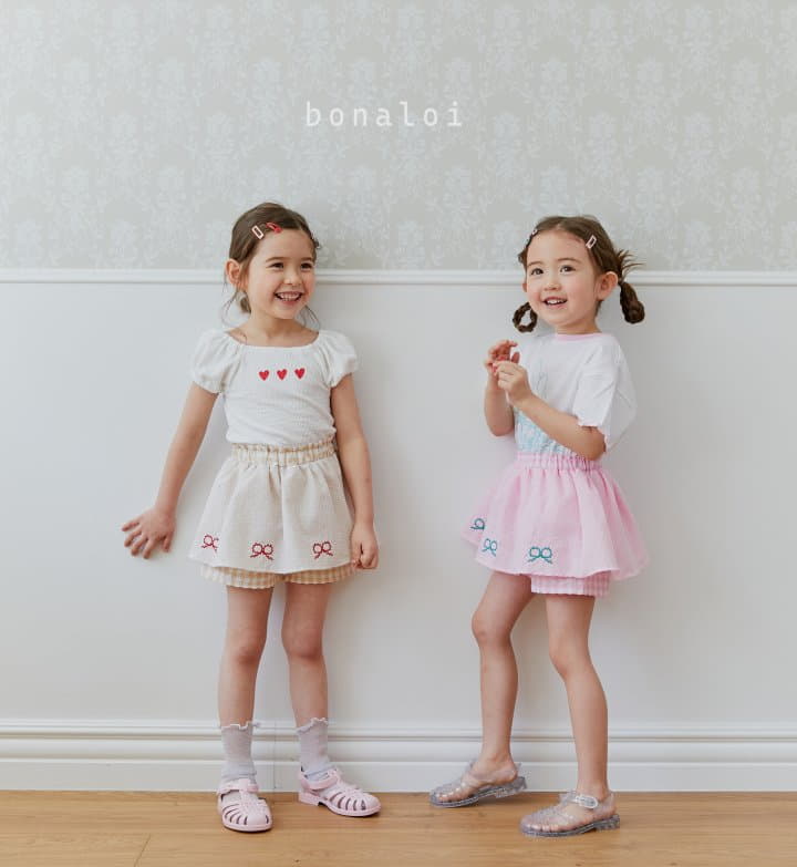 Bonaloi - Korean Children Fashion - #minifashionista - Waffle Heart Tee