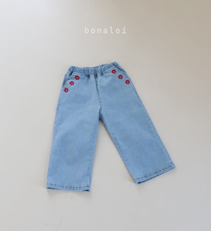 Bonaloi - Korean Children Fashion - #prettylittlegirls - Flower Straight Jeans - 9