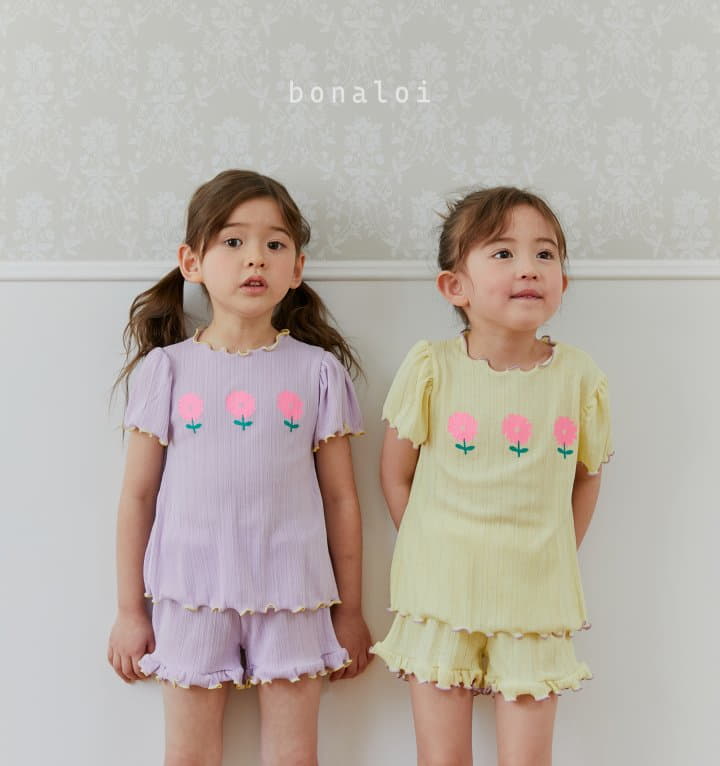 Bonaloi - Korean Children Fashion - #prettylittlegirls - Volume Rib Top Bottom Set