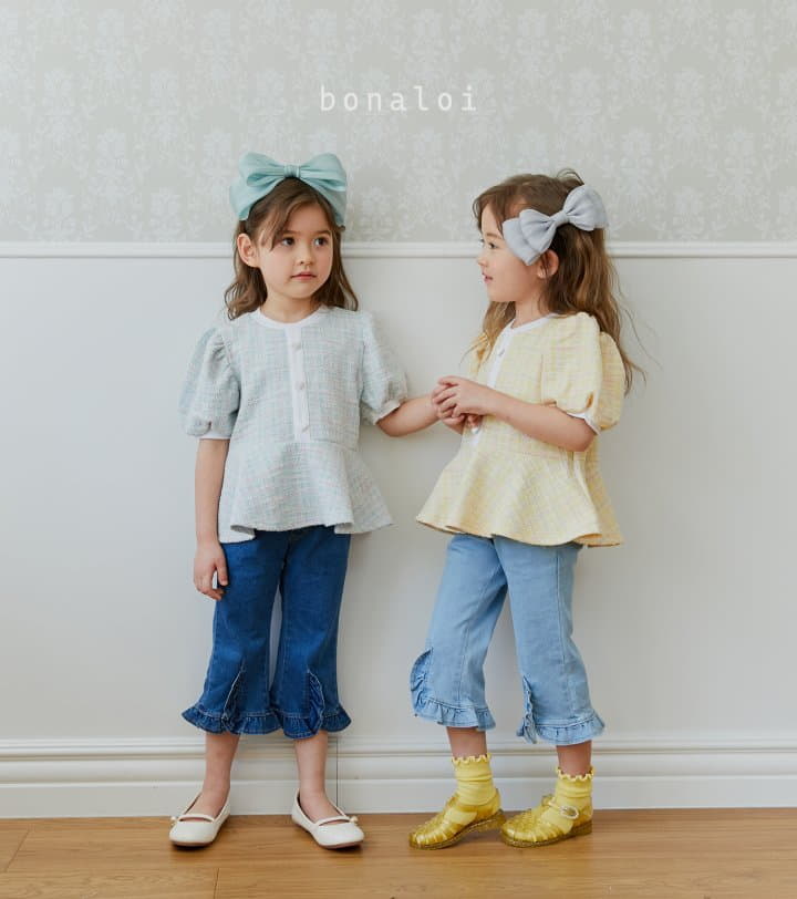 Bonaloi - Korean Children Fashion - #stylishchildhood - Mix Jacquard Tee - 2