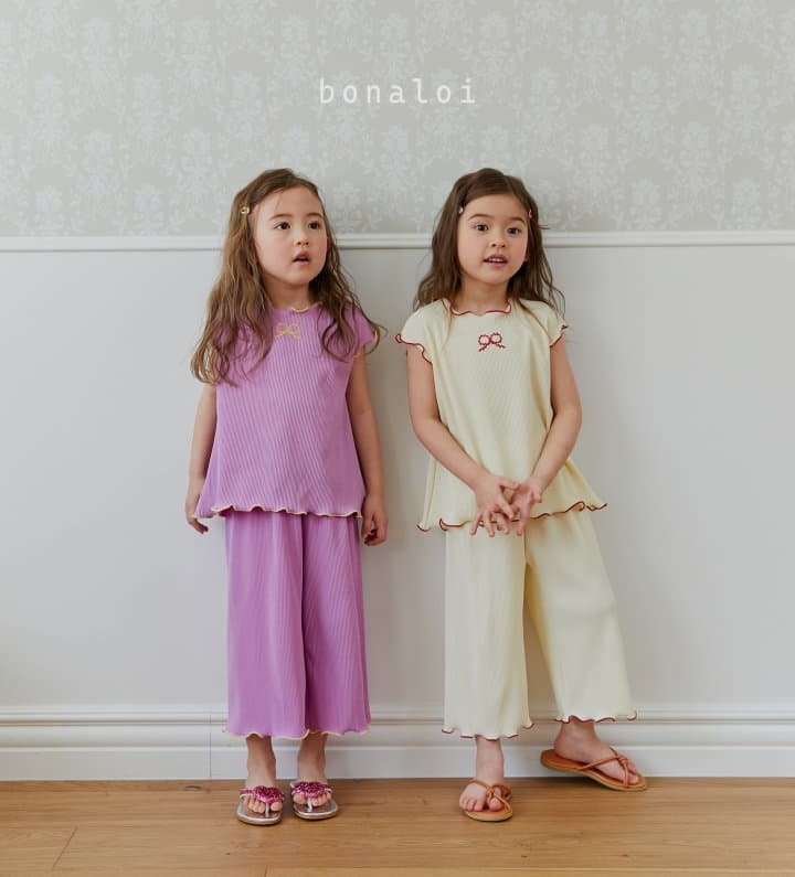 Bonaloi - Korean Children Fashion - #todddlerfashion - Wafer Top Bottom Set