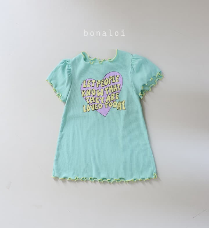 Bonaloi - Korean Children Fashion - #todddlerfashion - Love Today Today Long Tee - 12