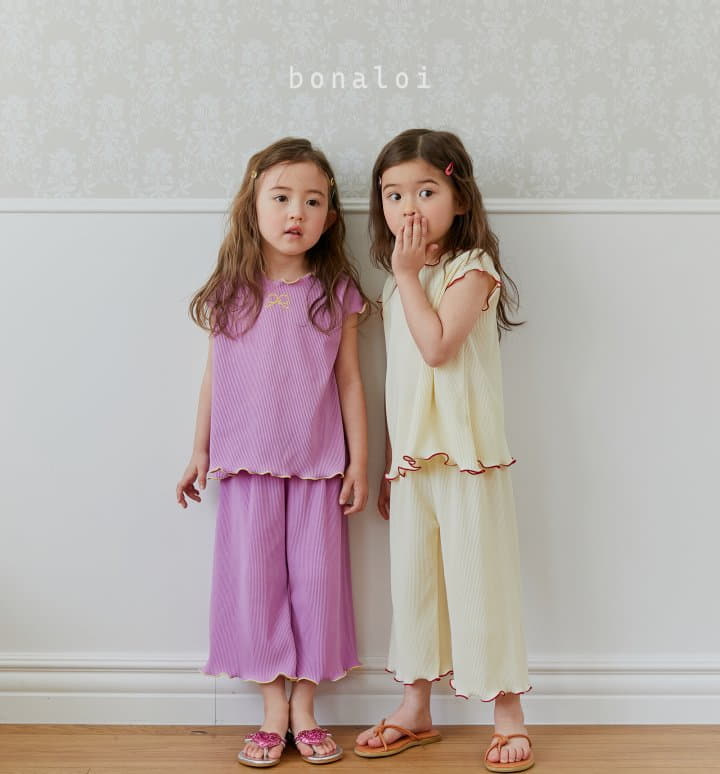 Bonaloi - Korean Children Fashion - #toddlerclothing - Wafer Top Bottom Set - 2