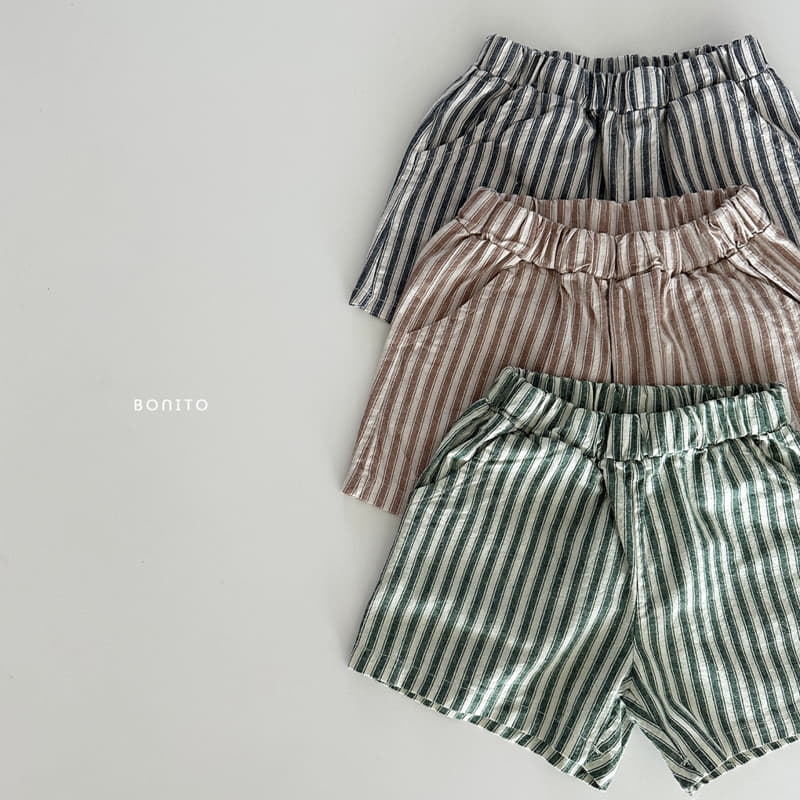 Bonito - Korean Baby Fashion - #babyfever - Linen Stripes Shorts - 2