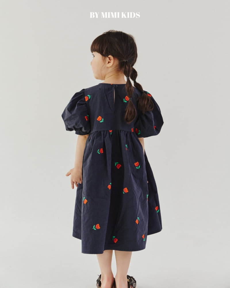 Bymimi - Korean Children Fashion - #fashionkids - Tulip Embrodiery String One-piece - 3