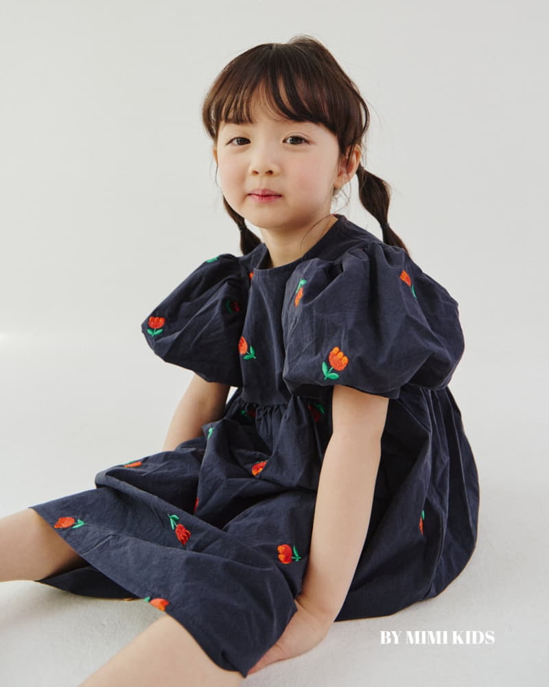 Bymimi - Korean Children Fashion - #fashionkids - Tulip Embrodiery String One-piece - 4