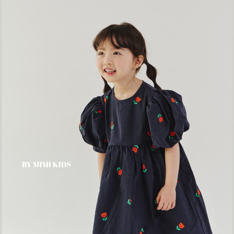 Bymimi - Korean Children Fashion - #kidzfashiontrend - Tulip Embrodiery String One-piece - 6