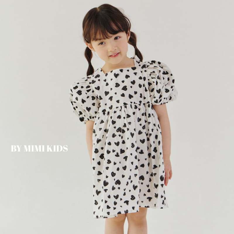 Bymimi - Korean Children Fashion - #kidzfashiontrend - Heart Ribbon One-piece - 2