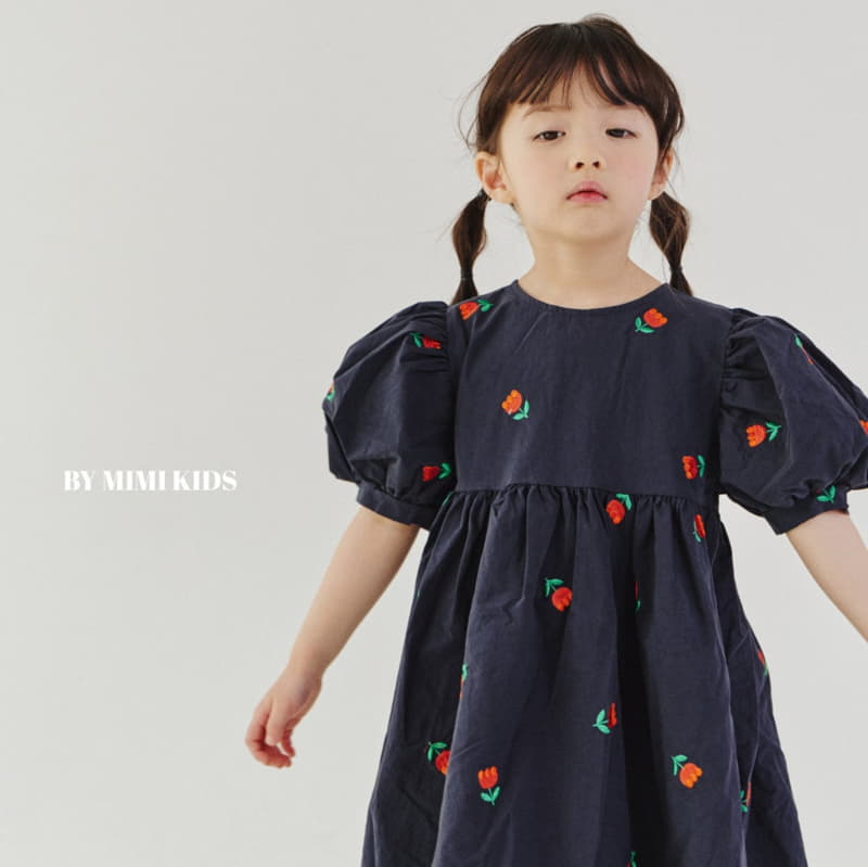 Bymimi - Korean Children Fashion - #littlefashionista - Tulip Embrodiery String One-piece - 8