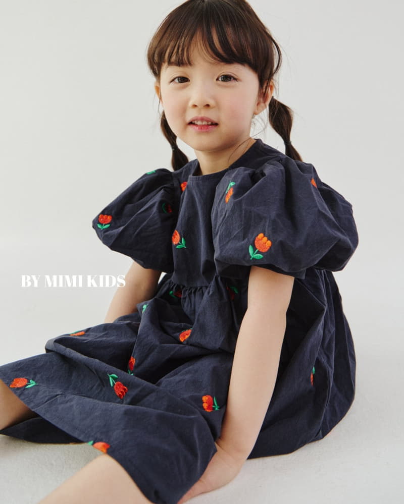 Bymimi - Korean Children Fashion - #magicofchildhood - Tulip Embrodiery String One-piece - 9