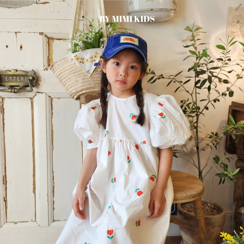 Bymimi - Korean Children Fashion - #minifashionista - Tulip Embrodiery String One-piece - 10