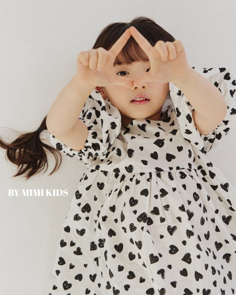 Bymimi - Korean Children Fashion - #minifashionista - Heart Ribbon One-piece - 6