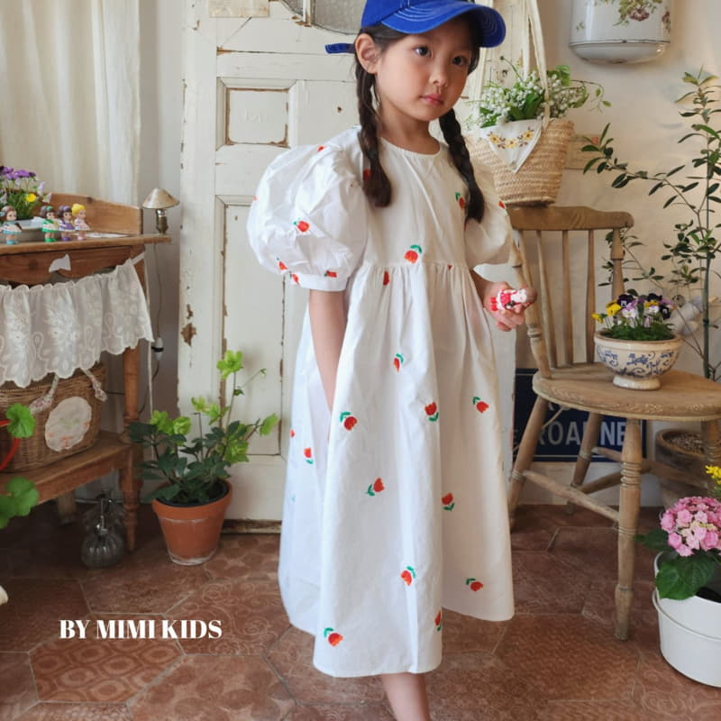 Bymimi - Korean Children Fashion - #todddlerfashion - Tulip Embrodiery String One-piece - 12