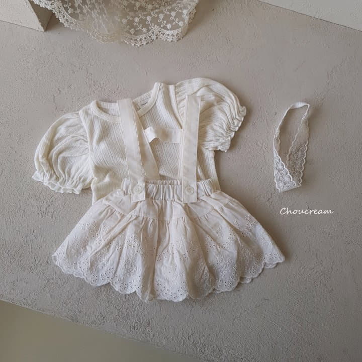 Choucream - Korean Baby Fashion - #babyfever - Lace Dungarees Frill Bloomer - 10