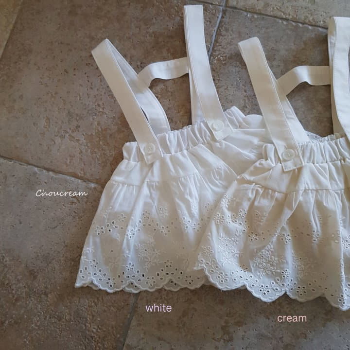 Choucream - Korean Baby Fashion - #babyoutfit - Lace Dungarees Frill Bloomer