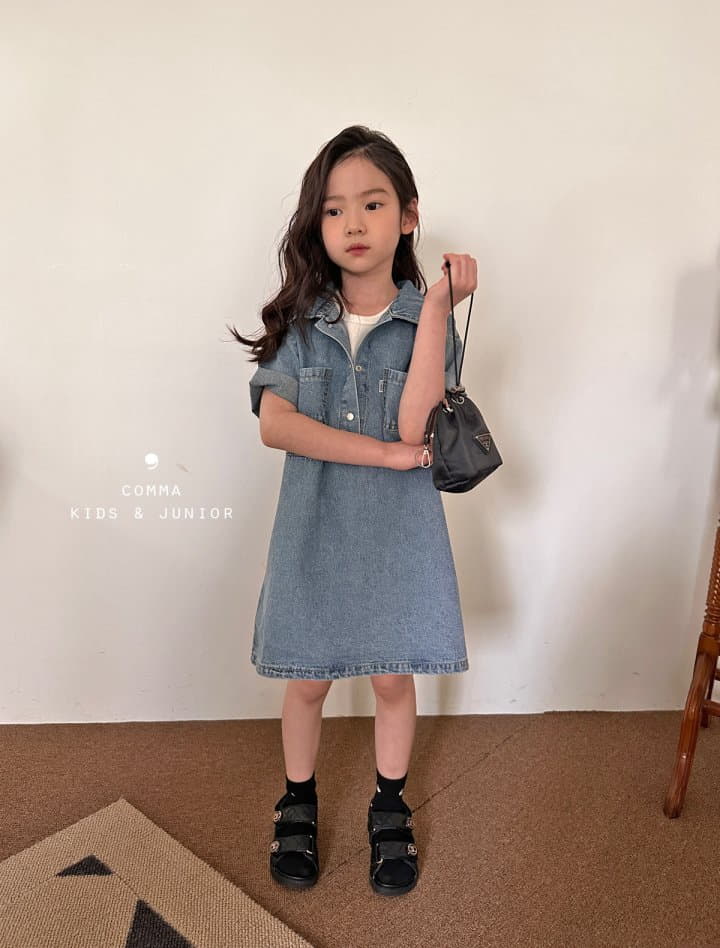 Comma - Korean Children Fashion - #Kfashion4kids - Summer Denim One-piece