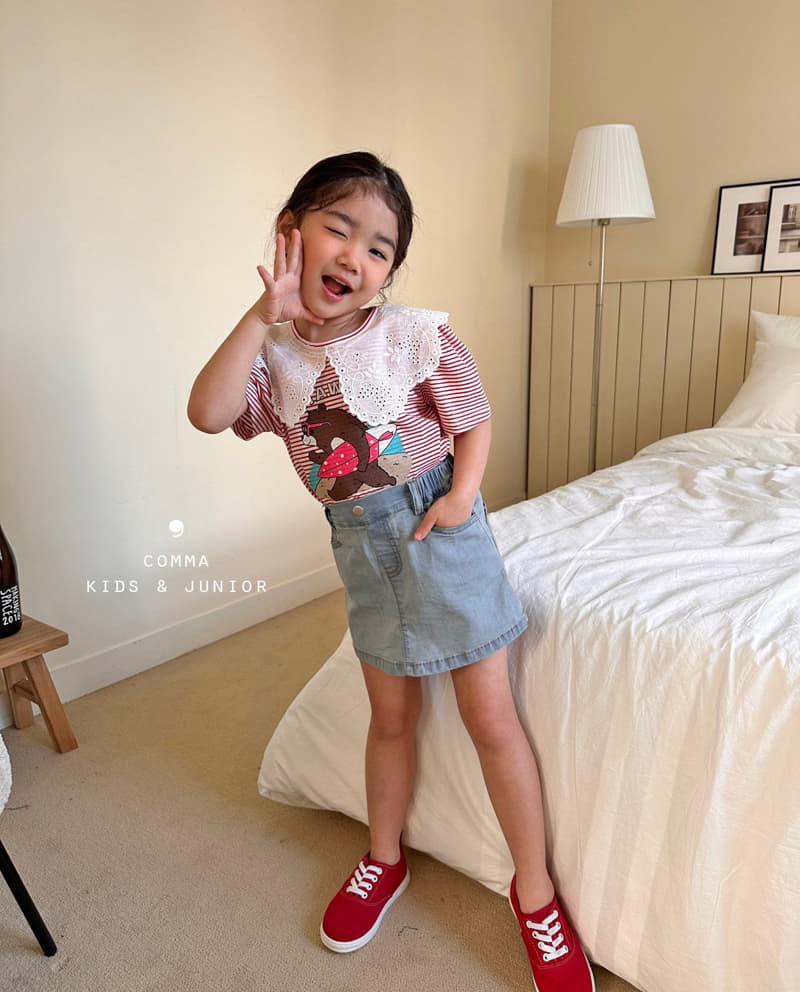 Comma - Korean Children Fashion - #childofig - Denim Skirt Pants - 10