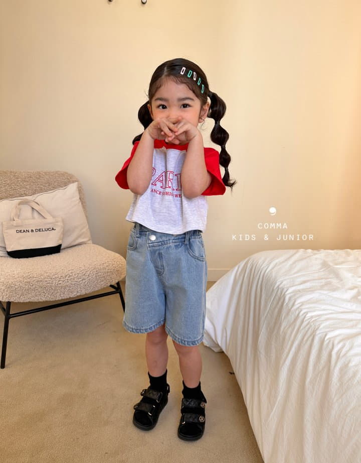 Comma - Korean Children Fashion - #kidsshorts - Denim Unbal Pants - 9