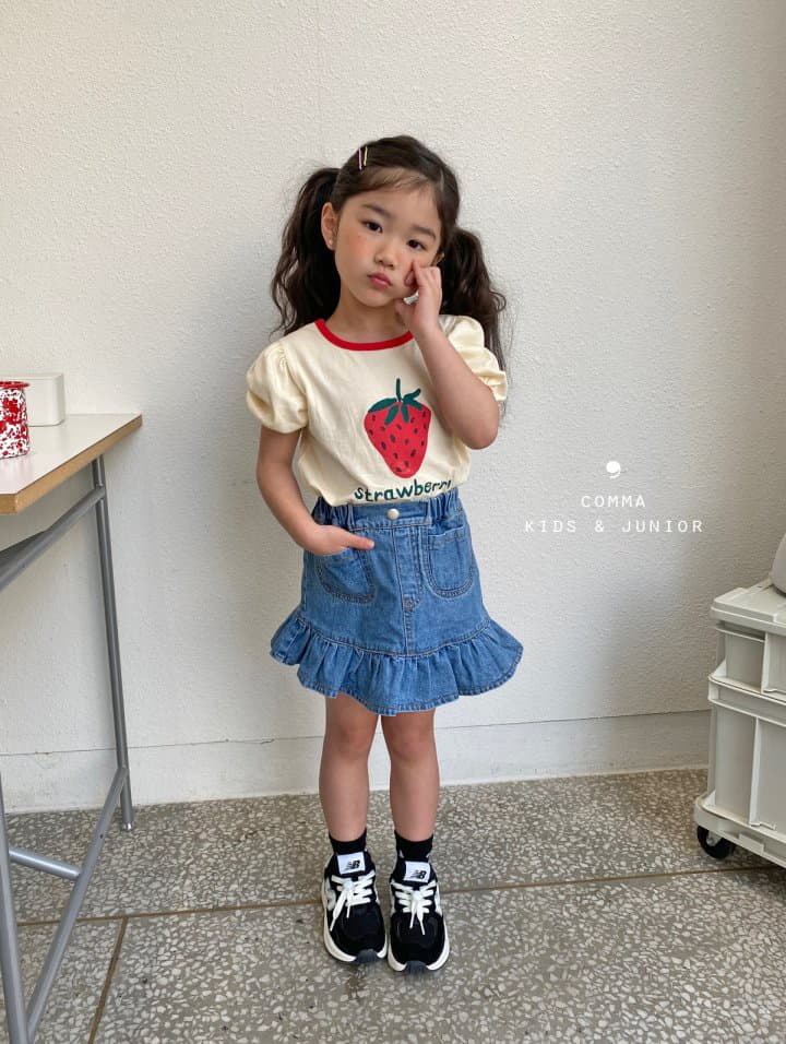 Comma - Korean Children Fashion - #kidsshorts - Strawberry Tee - 8