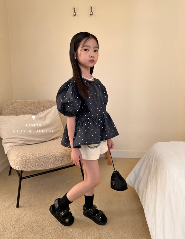 Comma - Korean Children Fashion - #kidsshorts - Dot Puff Blouse - 6