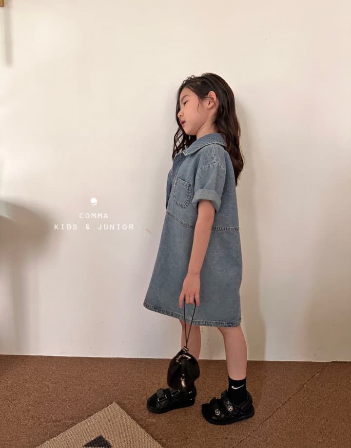 Comma - Korean Children Fashion - #magicofchildhood - Summer Denim One-piece - 4