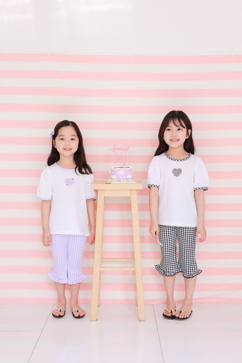 Dalla - Korean Children Fashion - #designkidswear - Check Heart Tee