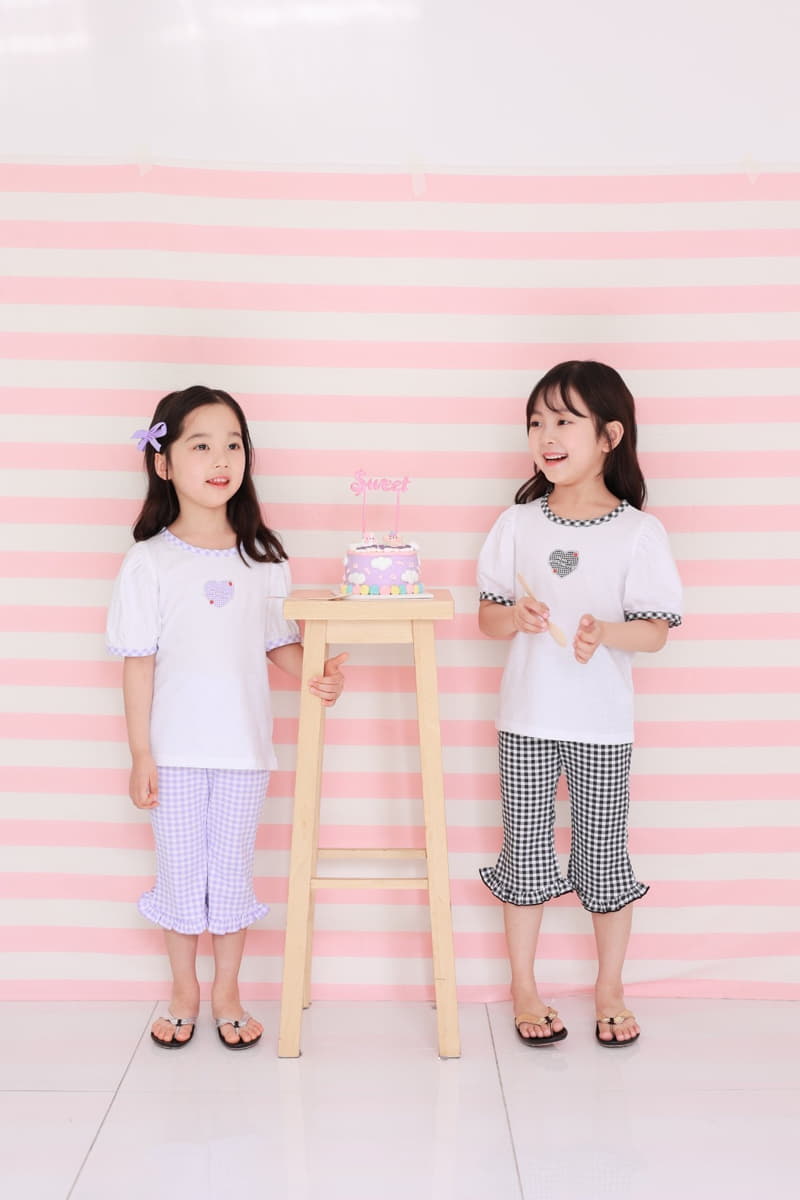 Dalla - Korean Children Fashion - #discoveringself - Check Heart Tee - 2