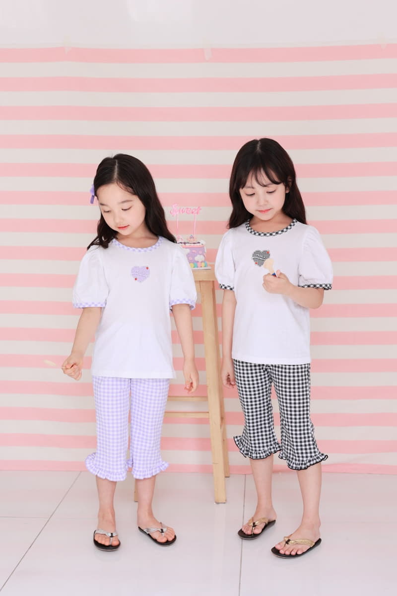 Dalla - Korean Children Fashion - #fashionkids - Check Heart Tee - 3