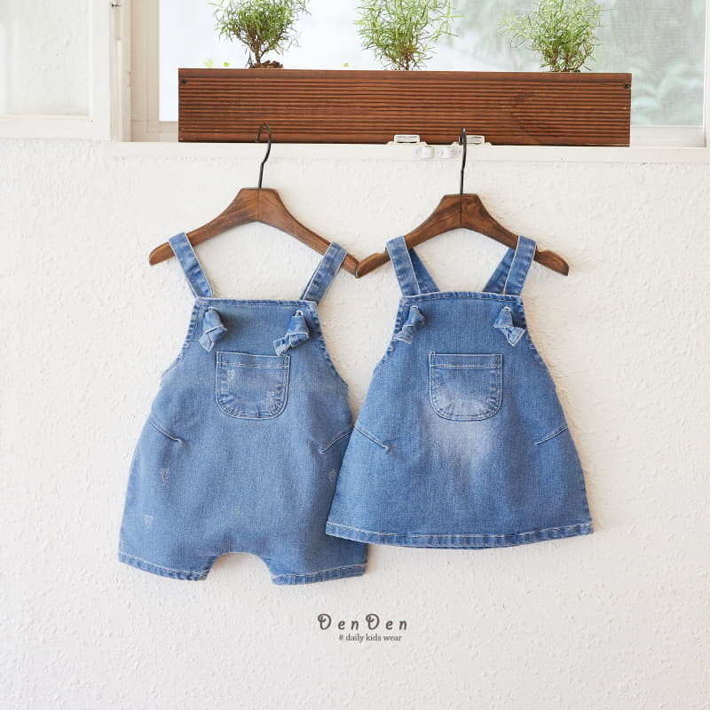 Denden - Korean Children Fashion - #magicofchildhood - Bonbon Dungarees Denim Shorts - 6