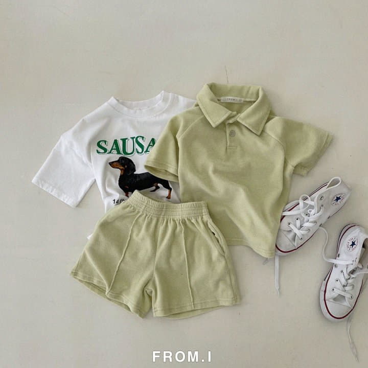 From I - Korean Children Fashion - #fashionkids - Terry Collar Top Bottom Set - 12