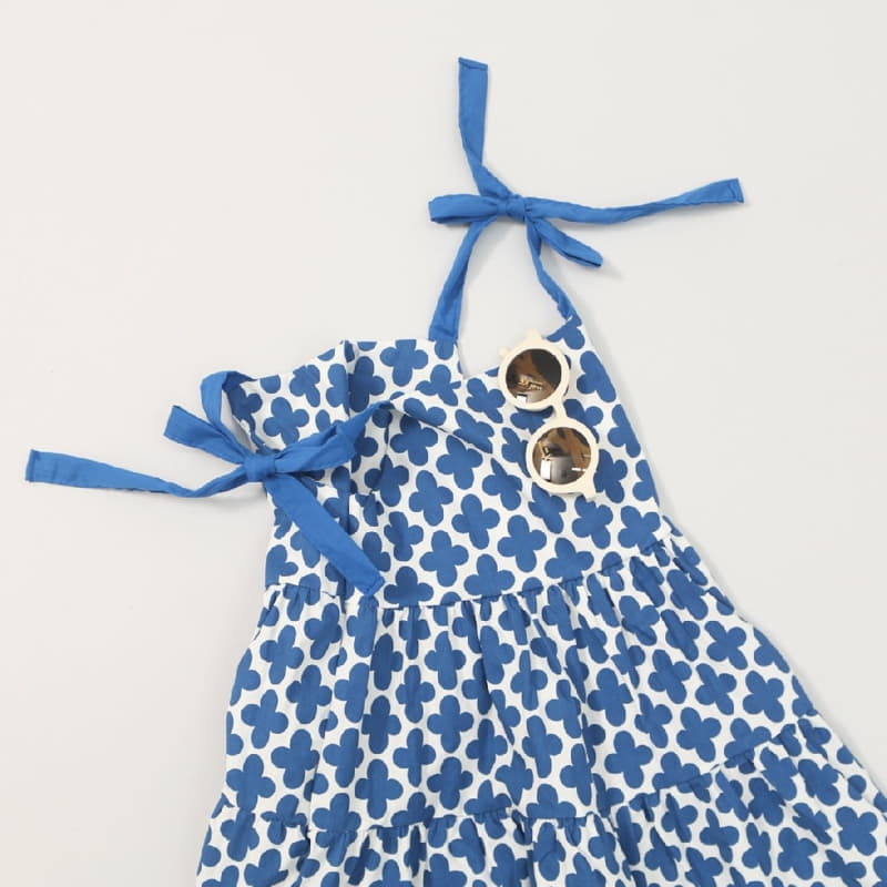 G Flower - Korean Children Fashion - #todddlerfashion - Blue One-piece - 4