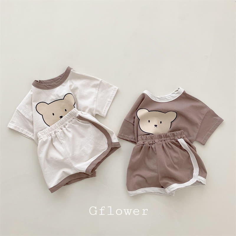 G Flower - Korean Children Fashion - #toddlerclothing - Bear Top Bottom Set - 3