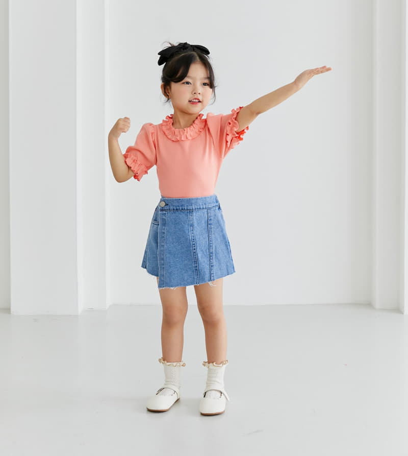 Ggomare - Korean Children Fashion - #Kfashion4kids - Denim Wrap Skirt - 2