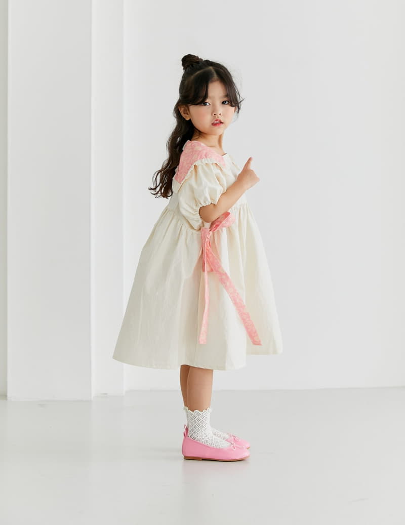 Ggomare - Korean Children Fashion - #littlefashionista - Collar Ribbon One-piece