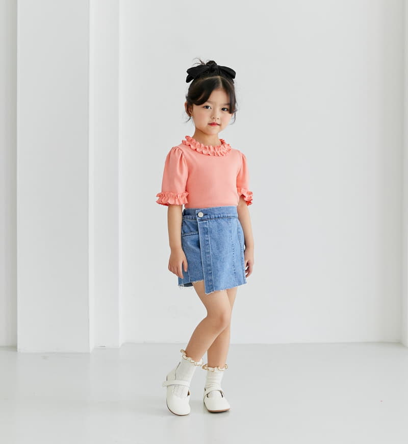 Ggomare - Korean Children Fashion - #minifashionista - Denim Wrap Skirt - 5