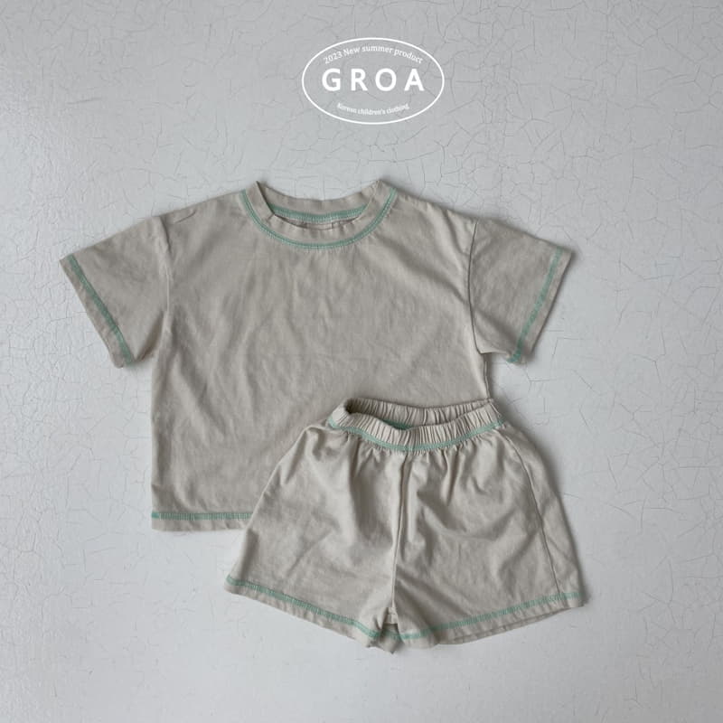 Groa - Korean Children Fashion - #fashionkids - Color Stitch Top Bottom Set