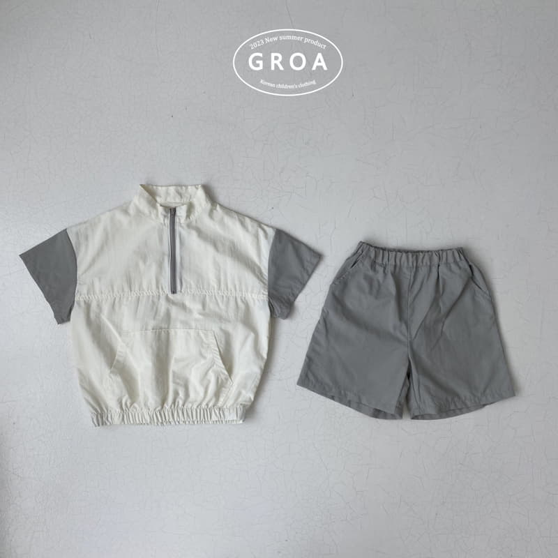 Groa - Korean Children Fashion - #fashionkids - Anorak Short Sleeves Top Bottom Set - 4