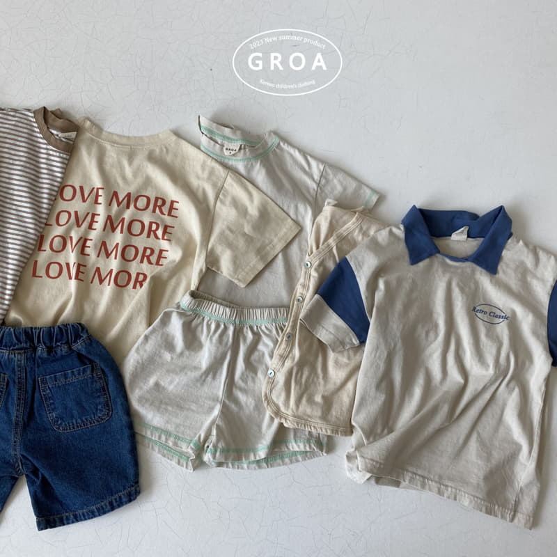 Groa - Korean Children Fashion - #minifashionista - Color Stitch Top Bottom Set - 8