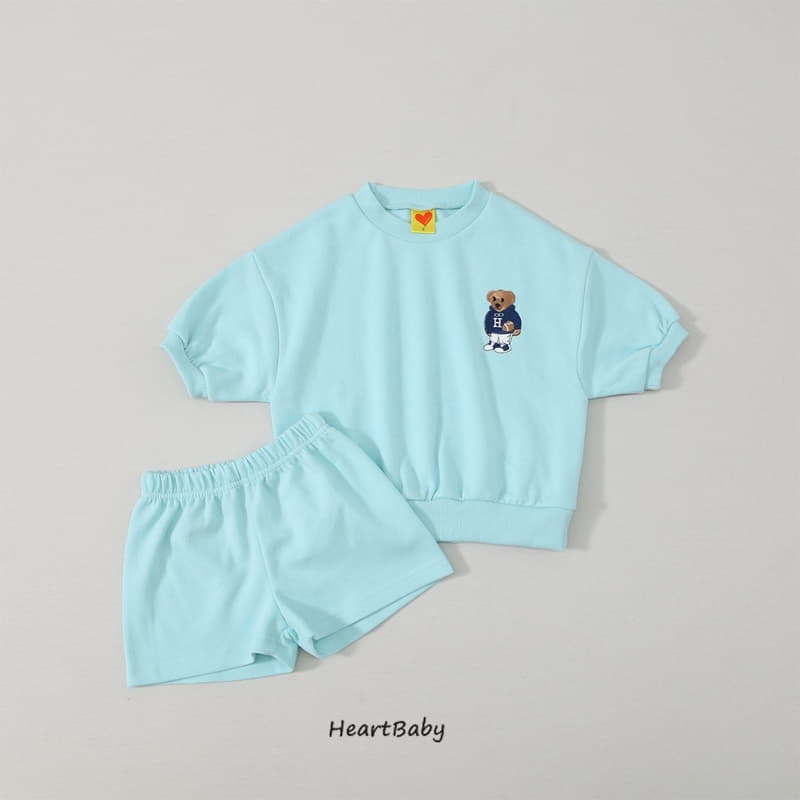 Heart Baby - Korean Children Fashion - #childofig - Bear Embrodiery Top Bottom Set - 7