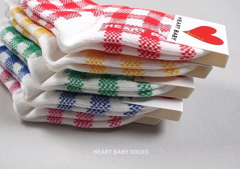 Heart Baby - Korean Children Fashion - #kidsshorts - Cute Check Socks - 5